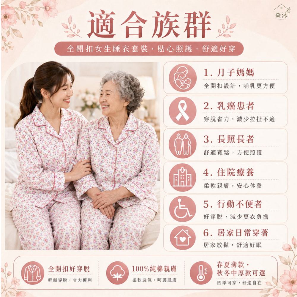 tw-11134207-820ld-mry8lel6vuv835 乳癌衣服 哺乳友善 女全開扣長袖套裝 好穿脫有領女居家套裝